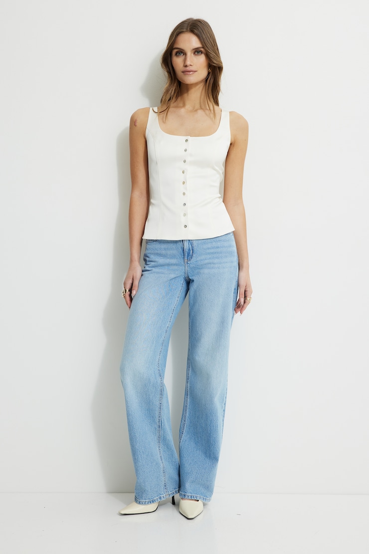 Satin Button Up Tank Top