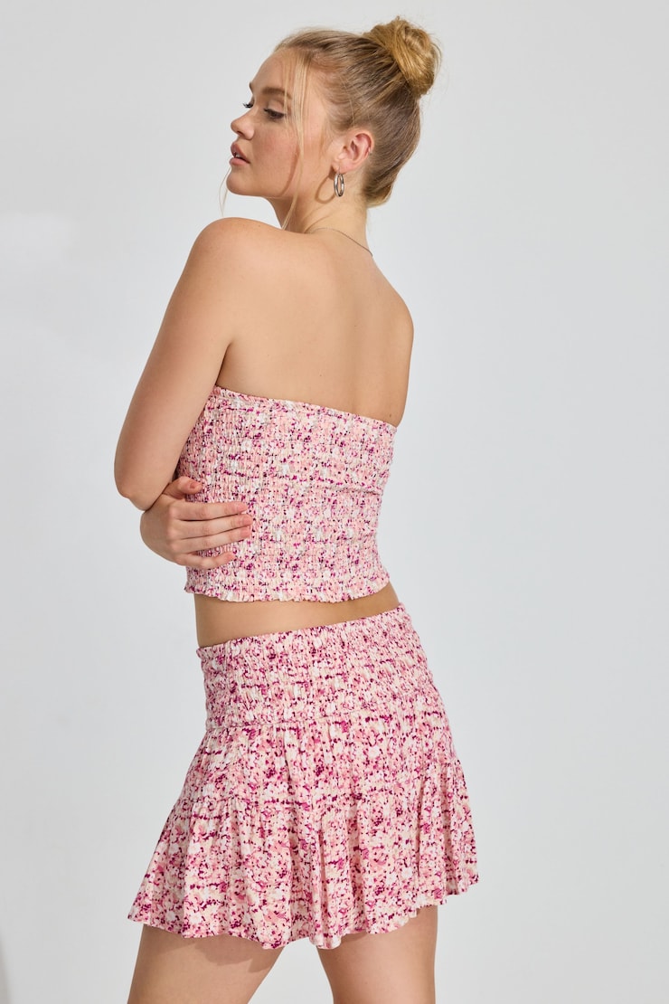 Smocked Mini Skort, Boho Floral, large