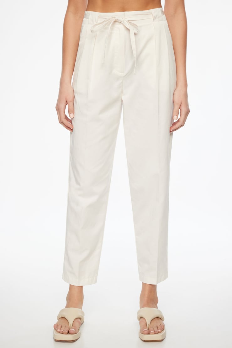 Belted Straight Leg Pants Sea Salt Beige large