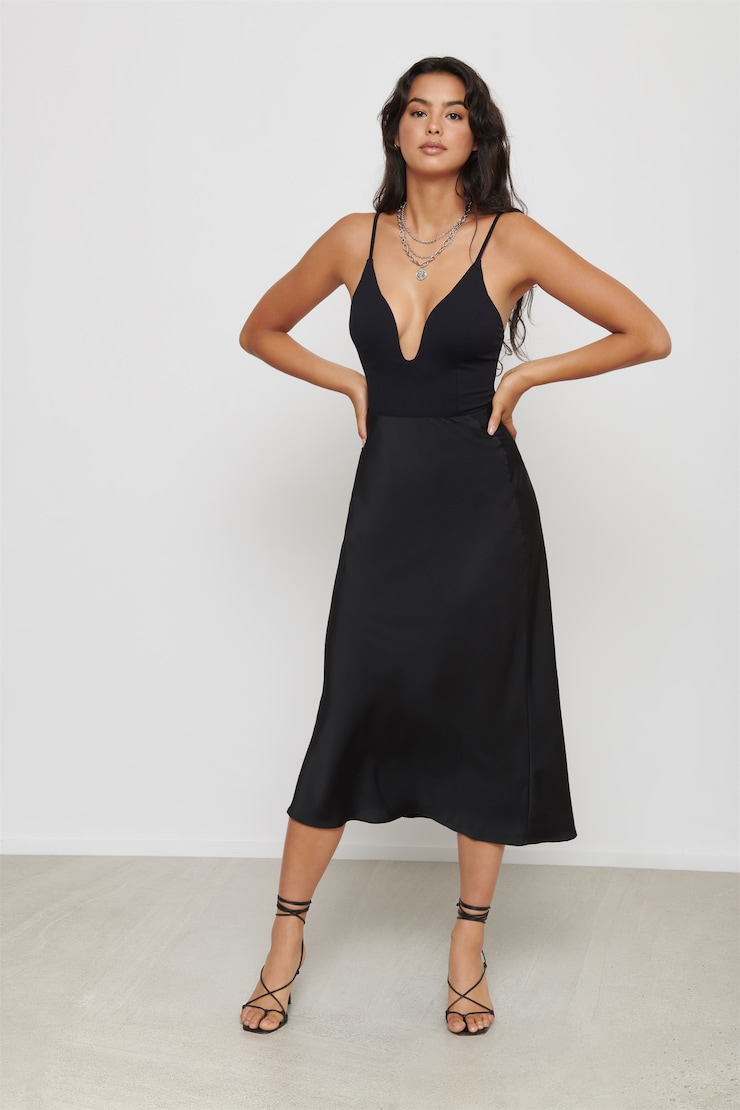 Plunge V-Neck Bodysuit Jet Black large