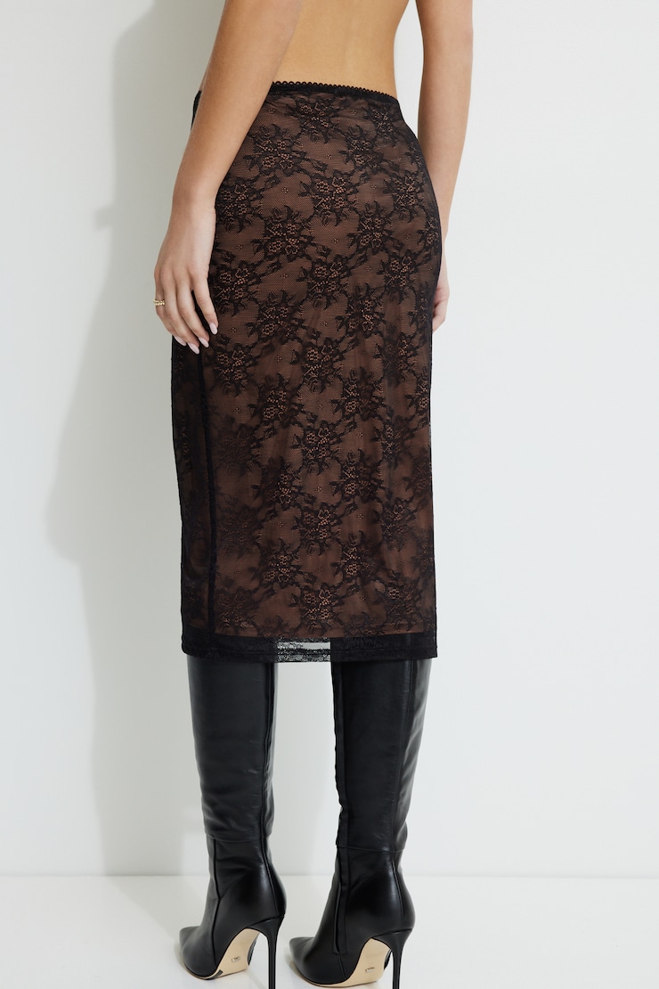 Alana Lace Midi Skirt Jet Black large