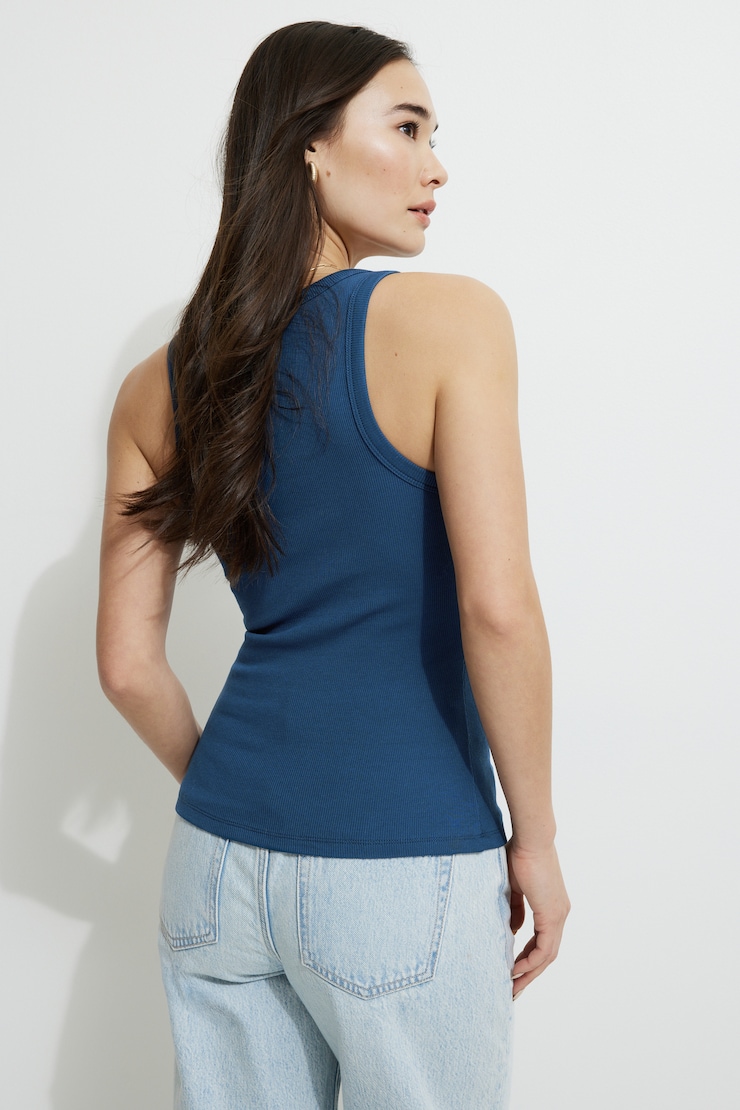 Rio Ribbed Tank Top Blue Opal large