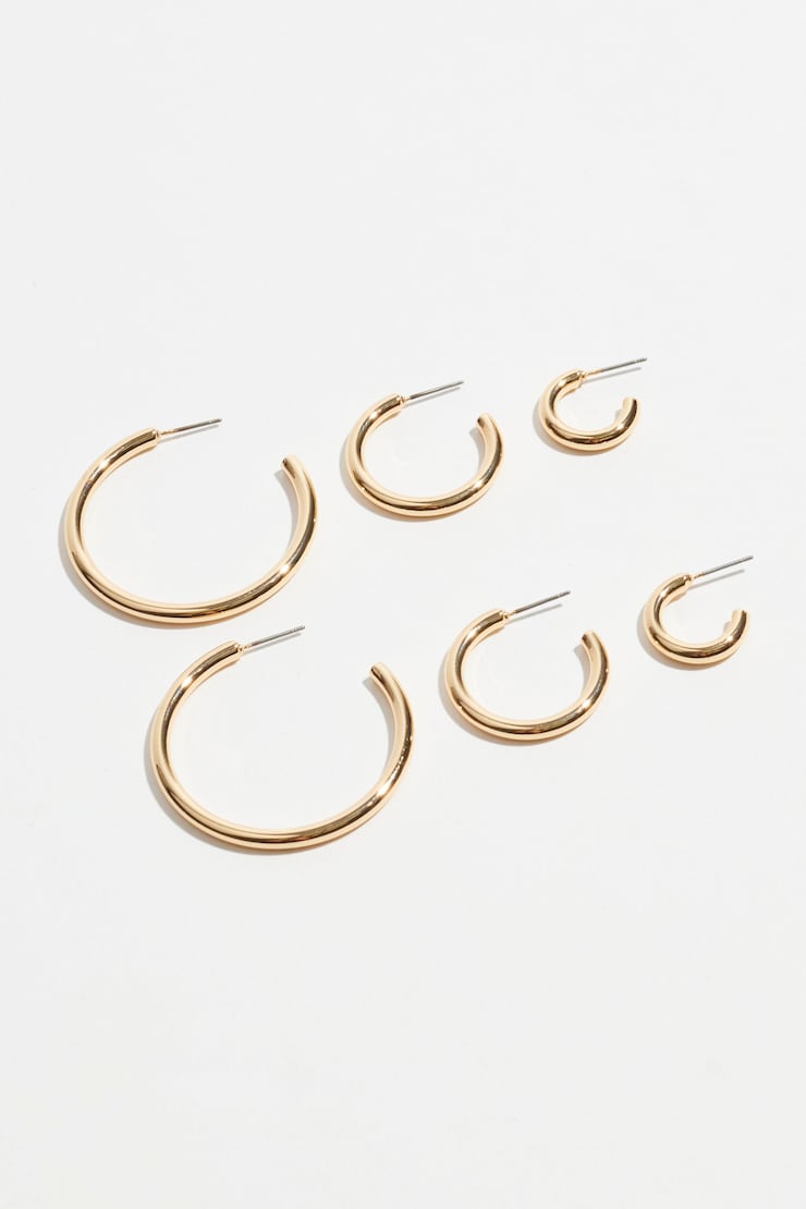 3-Pack Trio Hoop Earrings Gold large