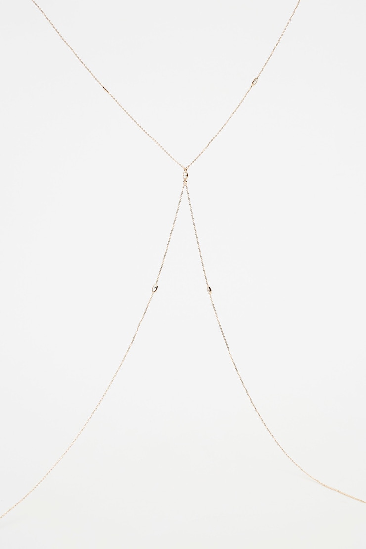 Gemstone Body Chain  Clear & Gold large