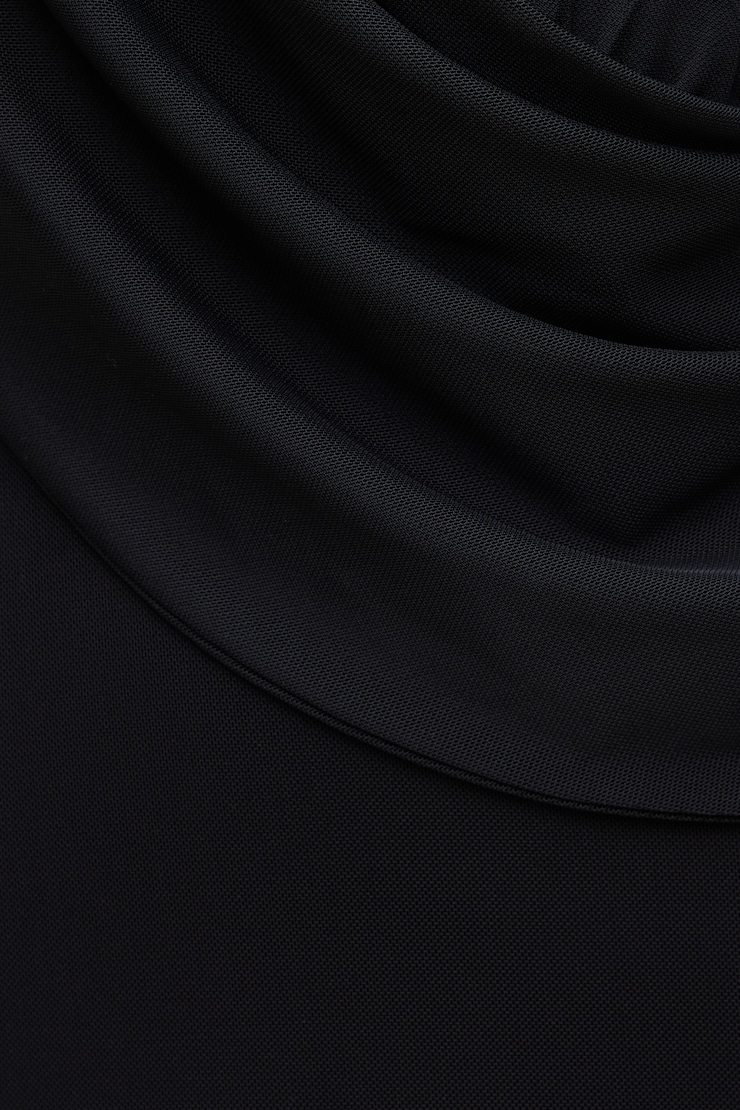 Deep Cowl Mesh Maxi Dress