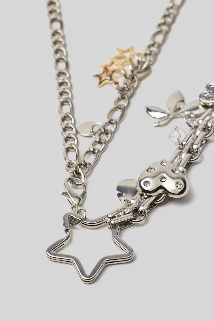 Multi Charm Chain Belt, Gold/Silver, large