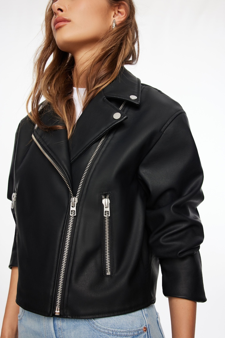 Oversized Biker Jacket Jet Black large