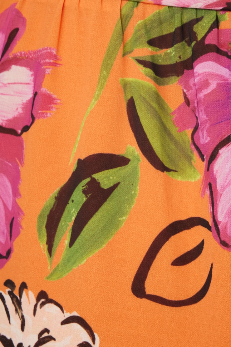Flare Romper With Belt  Orange & Purple Floral  large