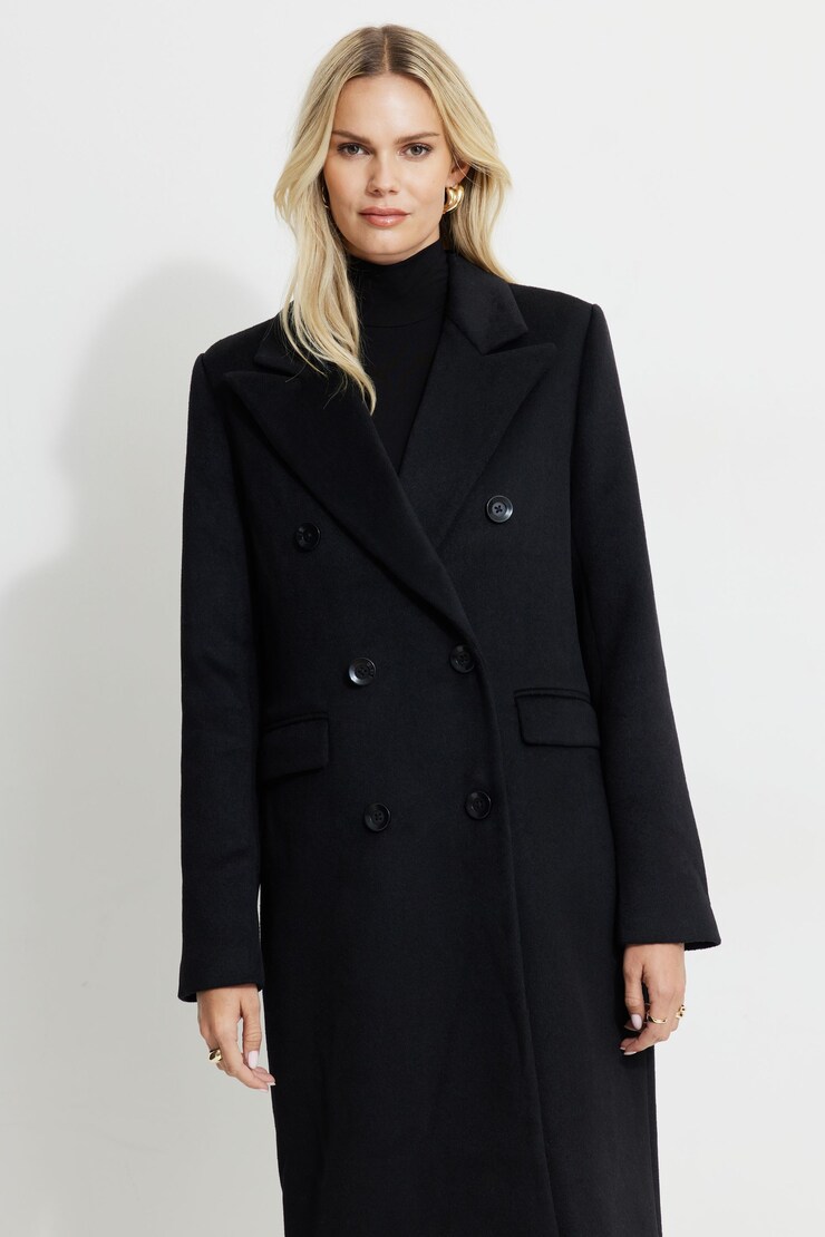 Double Breasted Wool Coat Jet Black large