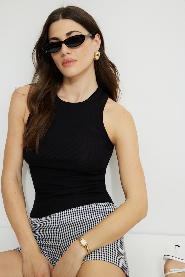 Super Slim Oval Sunglasses Jet Black large