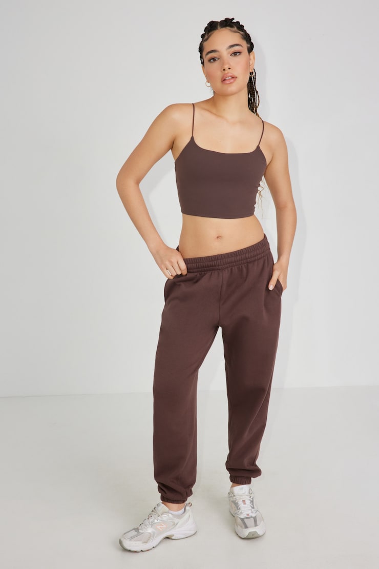 Eva Cropped Cami Top, Shopping Bag Brown, large