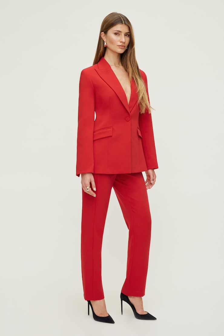 Anna Cinched Blazer Chili Pepper Red large