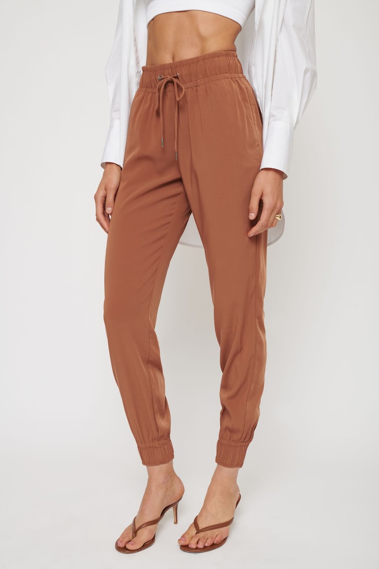 Jogger Sacha à taille haute Carob Brown large
