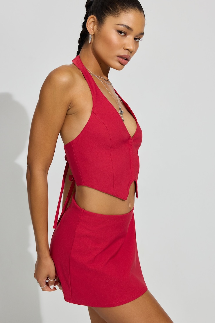 Paris A-Line Micro Skort, Chili Pepper Red, large