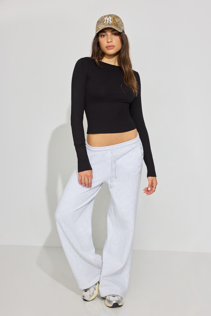 Ryan Fitted Boatneck Sweater Black | Garage