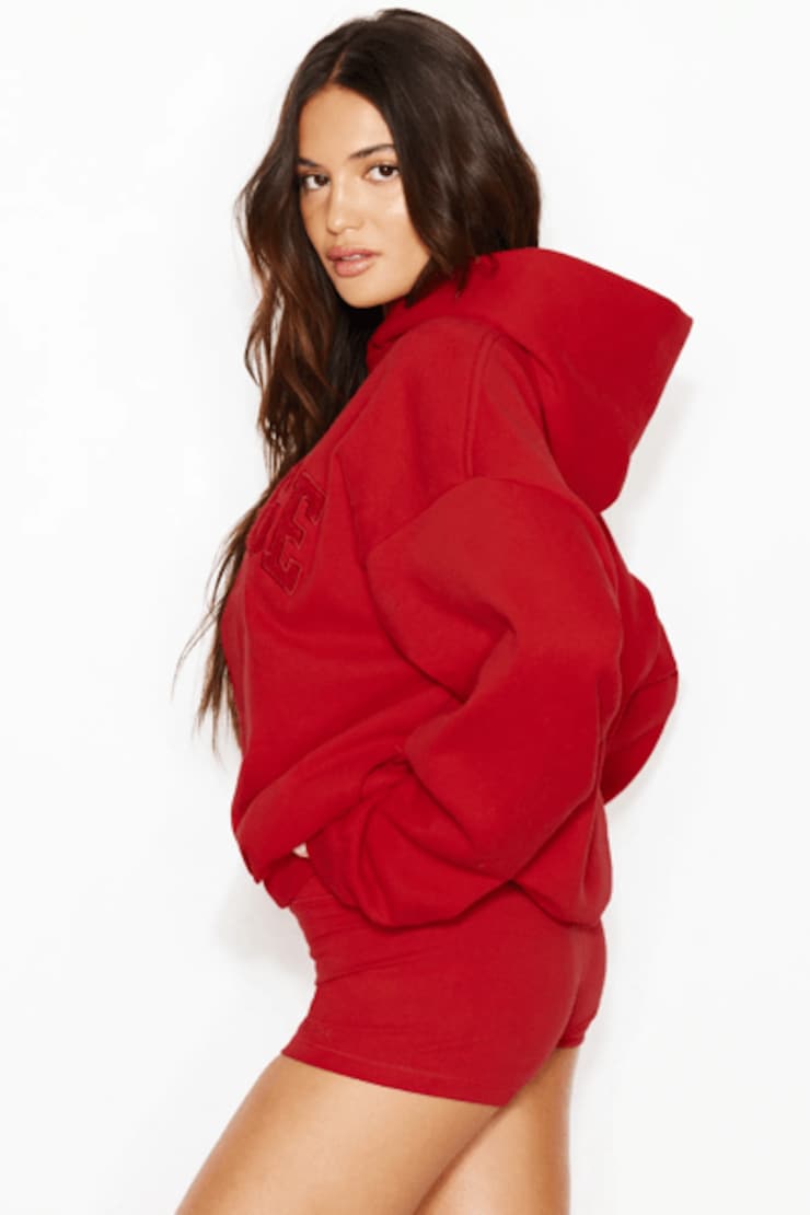 UltraFleece Hoodie, Scarlet Flame Red with Chenille Garage Logo, large