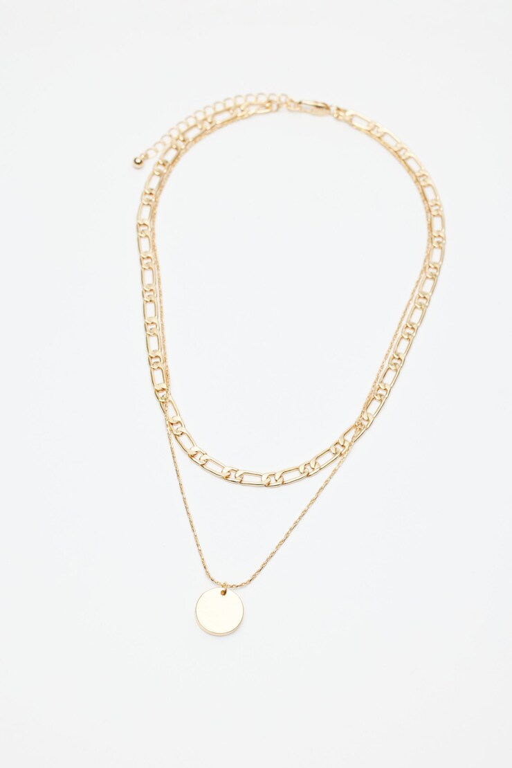 Set of 2 Chain & Medallion Necklaces, Gold, large