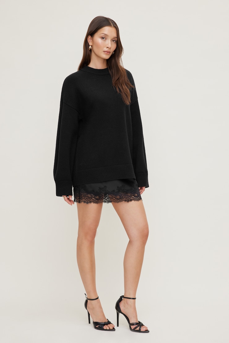 Oversized Crewneck Sweater Jet Black large
