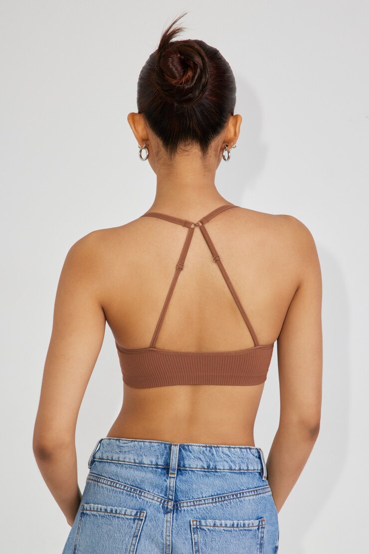 Cami ultra-écourtée sans coutures Shayna, Brun cacao, large