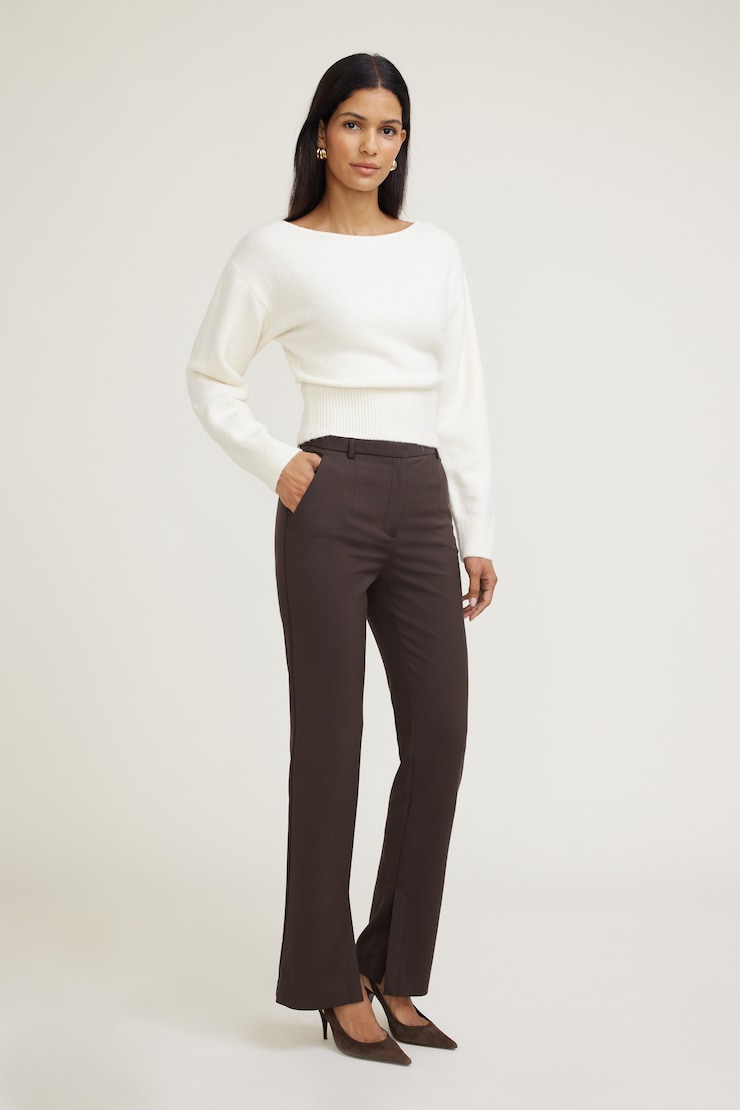 High Rise Slim Leg Pants Java Brown large