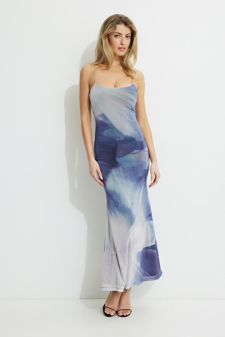 Simona Scoop Maxi Dress Purple Flower Haven large