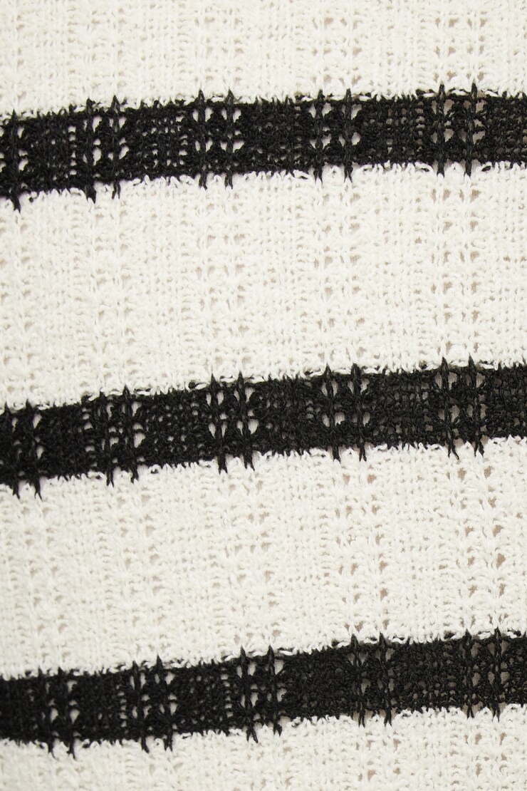 Crochet Stripe Mini Dress White & Black Crochet Stripe large
