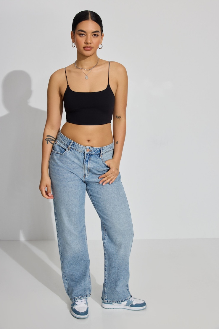 Eva Cropped Cami Top, Jet Black, large
