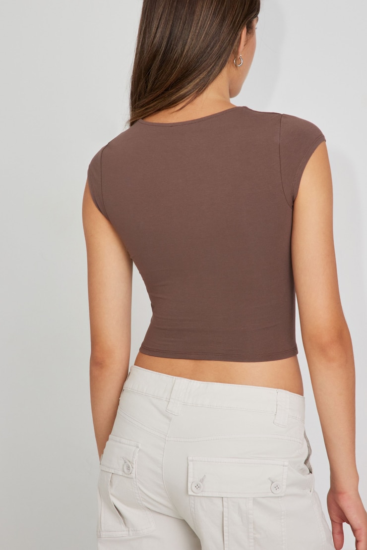 Portia Square Neckline Tee, Shopping Bag Brown, large