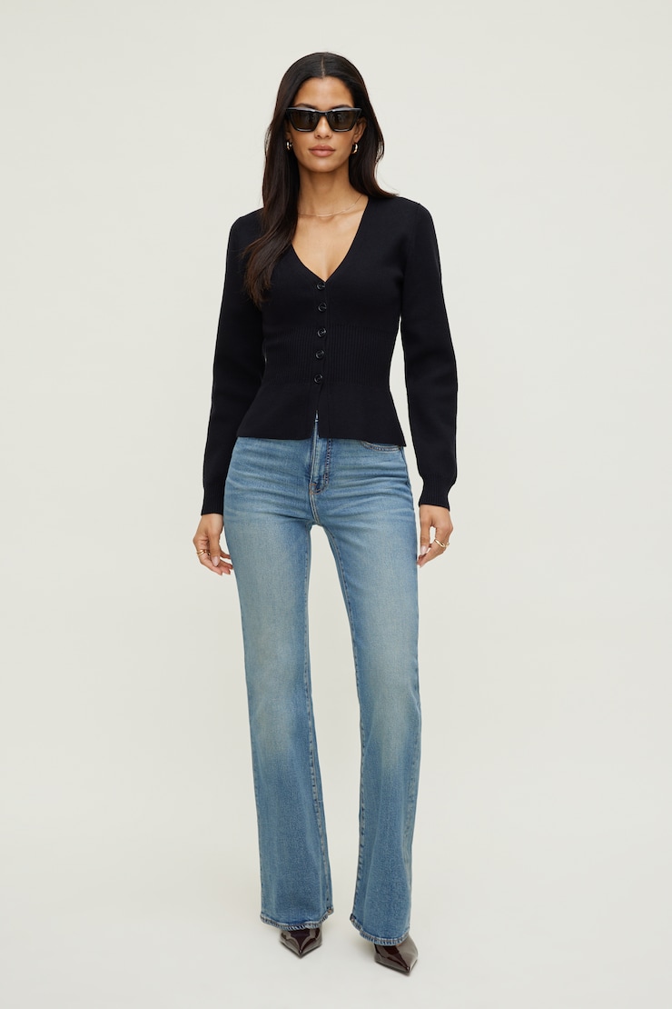 Cinched Waist Cardigan Jet Black large