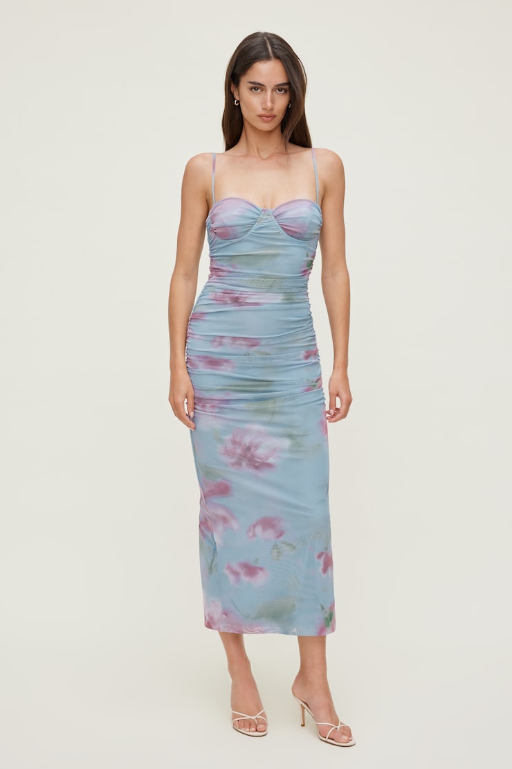 Mona Mesh Midi Dress Floral Dream Purple large