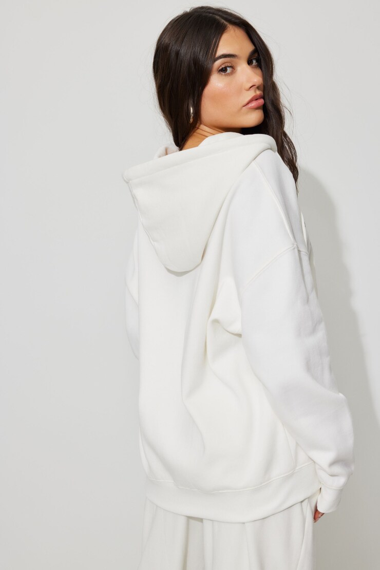 Oversized Hoodie Zippie, Snow White with "Pilates" Art, large