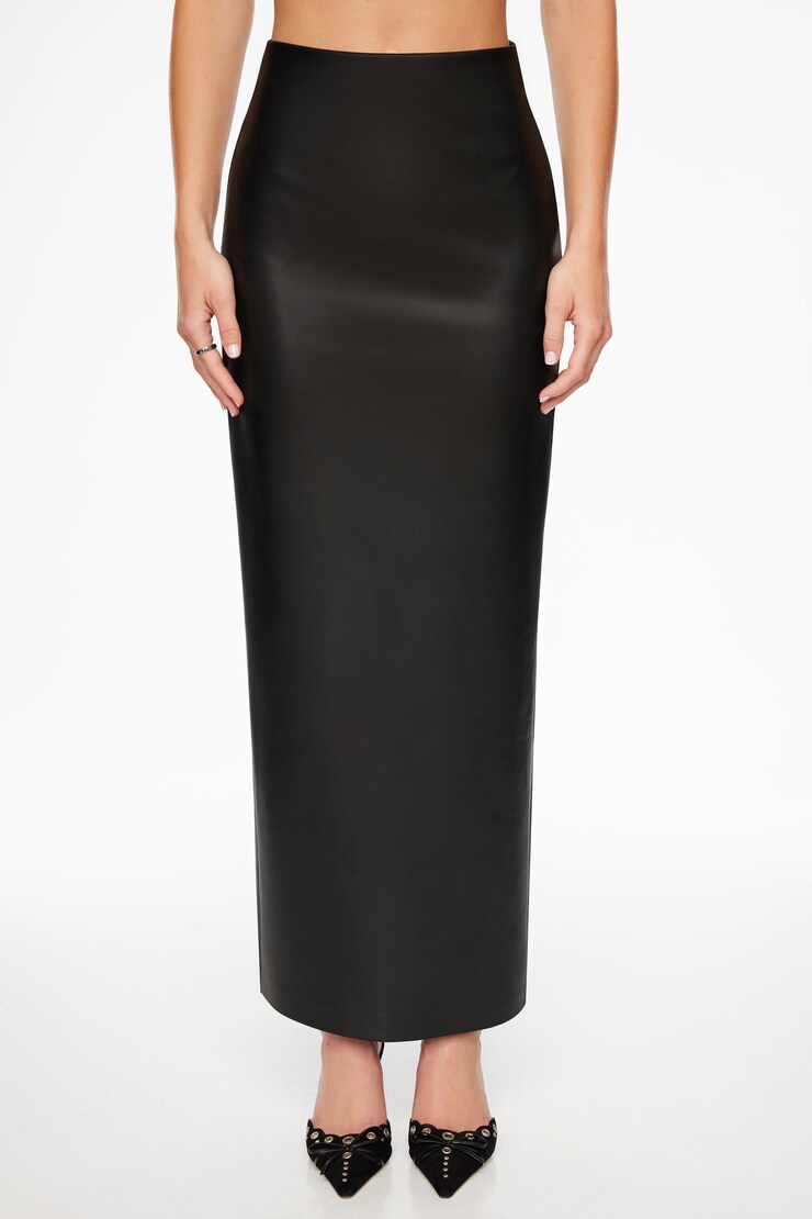 Arya Faux Leather Maxi Skirt Jet Black  large