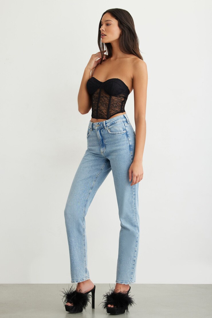 Lace Bustier Top  Jet Black  large