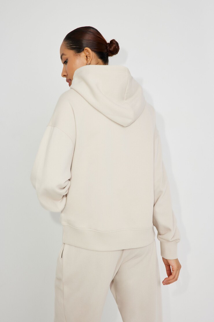 Oversized Classic Hoodie, Pebble Grey with "Chicago" Art, large