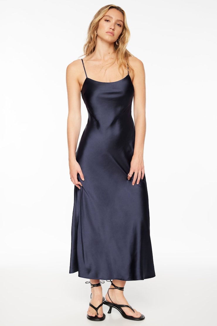 Open Back Satin Maxi Dress