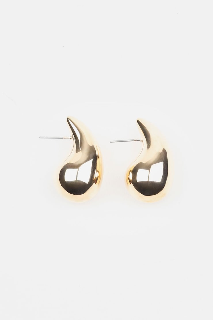 Oversized Droplet Earrings, Gold, large
