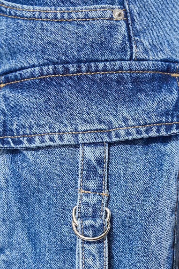 Denim Cargo Mini Skirt, Dellah Blue, large