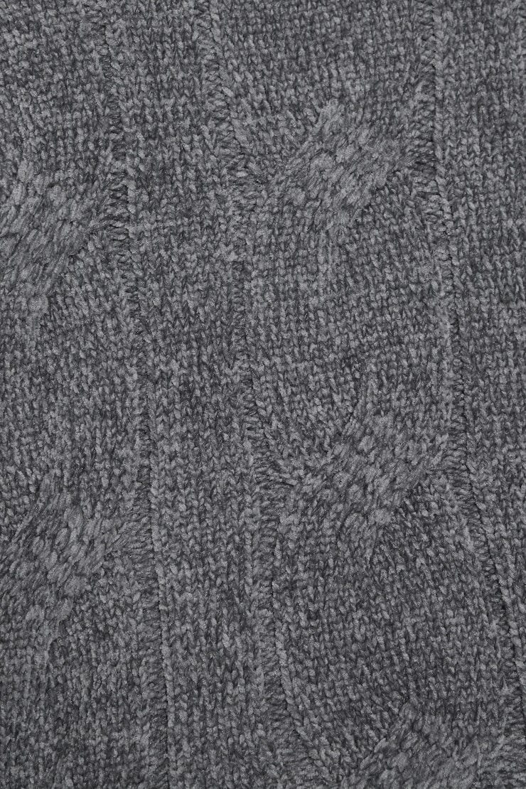 Chenille Off Shoulder Sweater, Burnt Ash Grey, large
