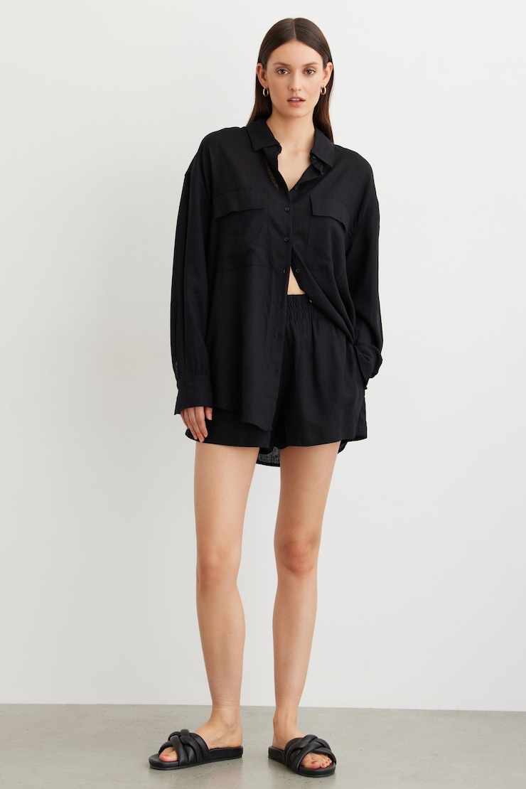 Jerri Linen Shorts Jet Black large