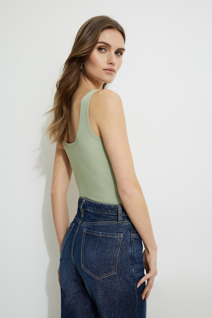 Ribbed Henley Bodysuit