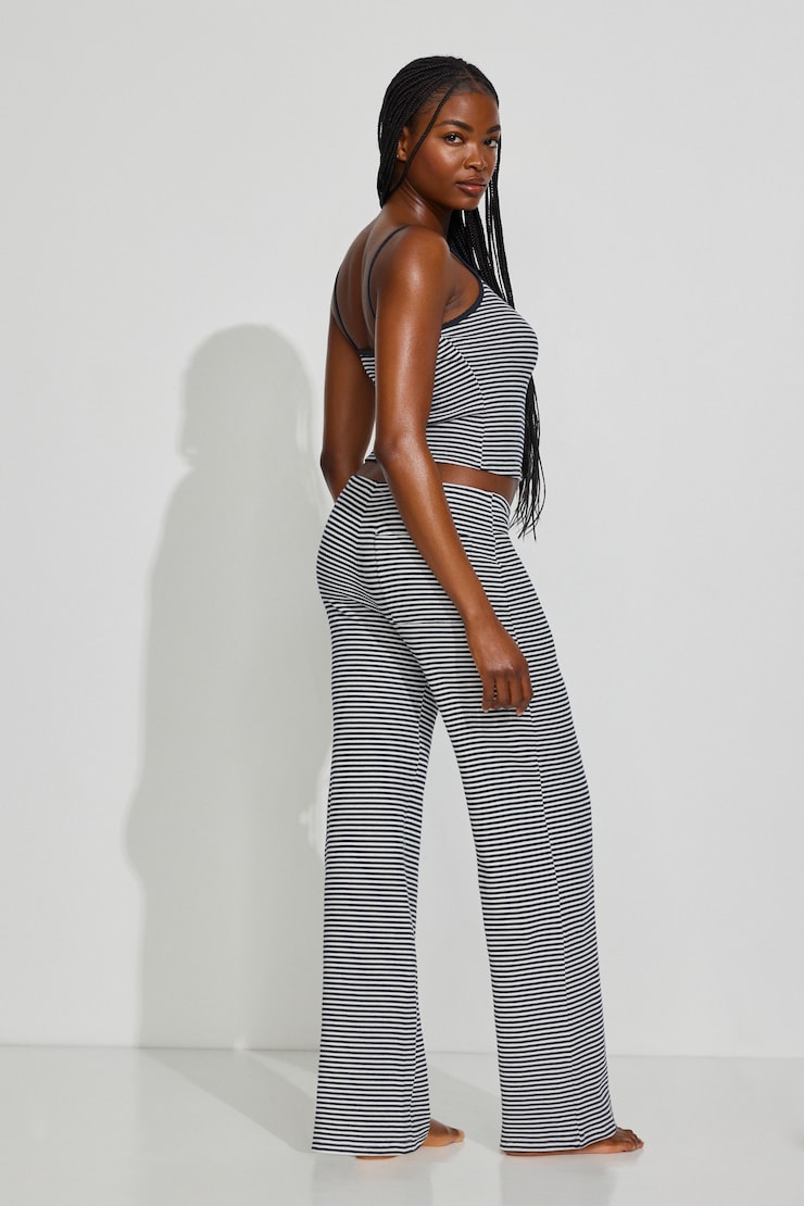 Waffle Pants, Mariana Blue/Snow White Stripes, large