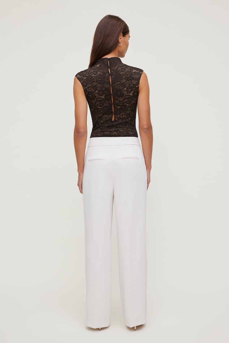 Mock Neck Lace Bodysuit Java Brown large