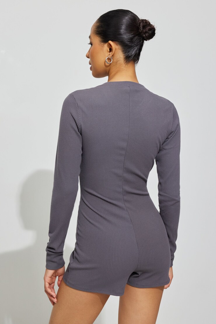 Sleep Rib Onesie, Forged Iron Grey, large