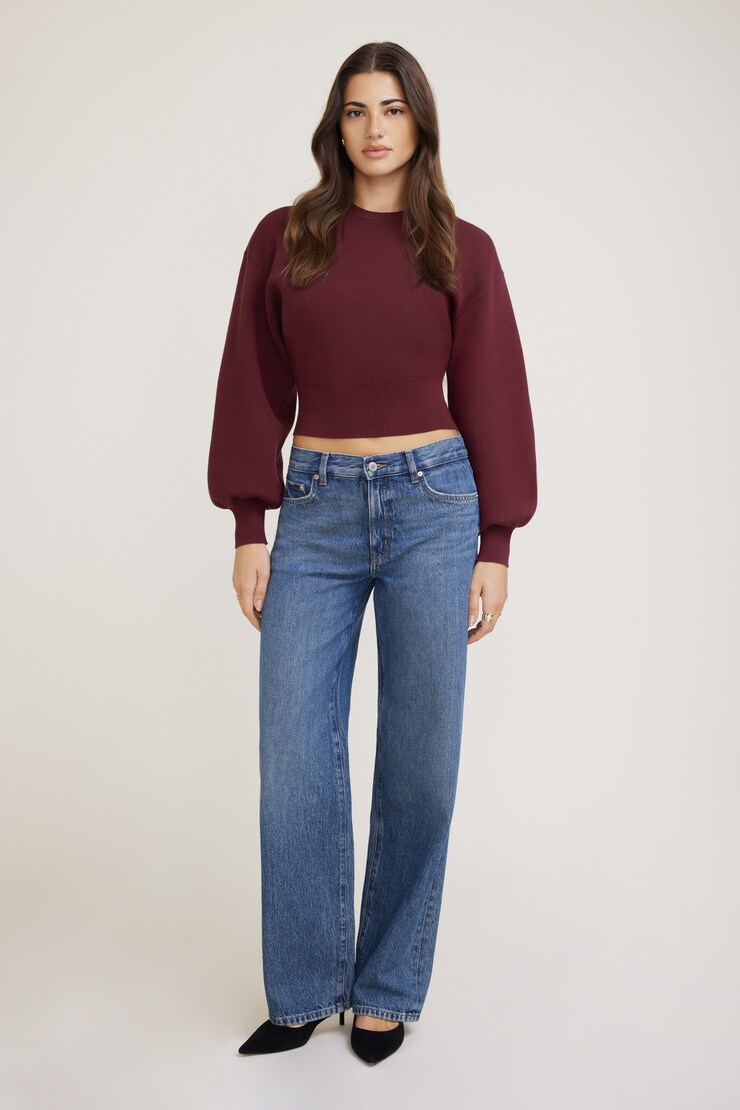 Balloon Sleeve Sweater Zinfandel Burgundy large