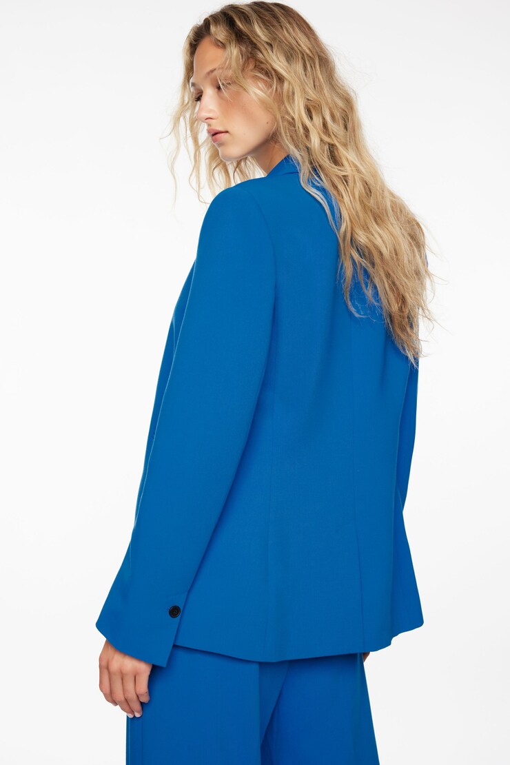 One Button Fitted Blazer Dark Blue large