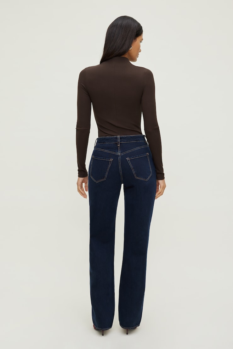 Mock Neck Long Sleeve Top Java Brown large