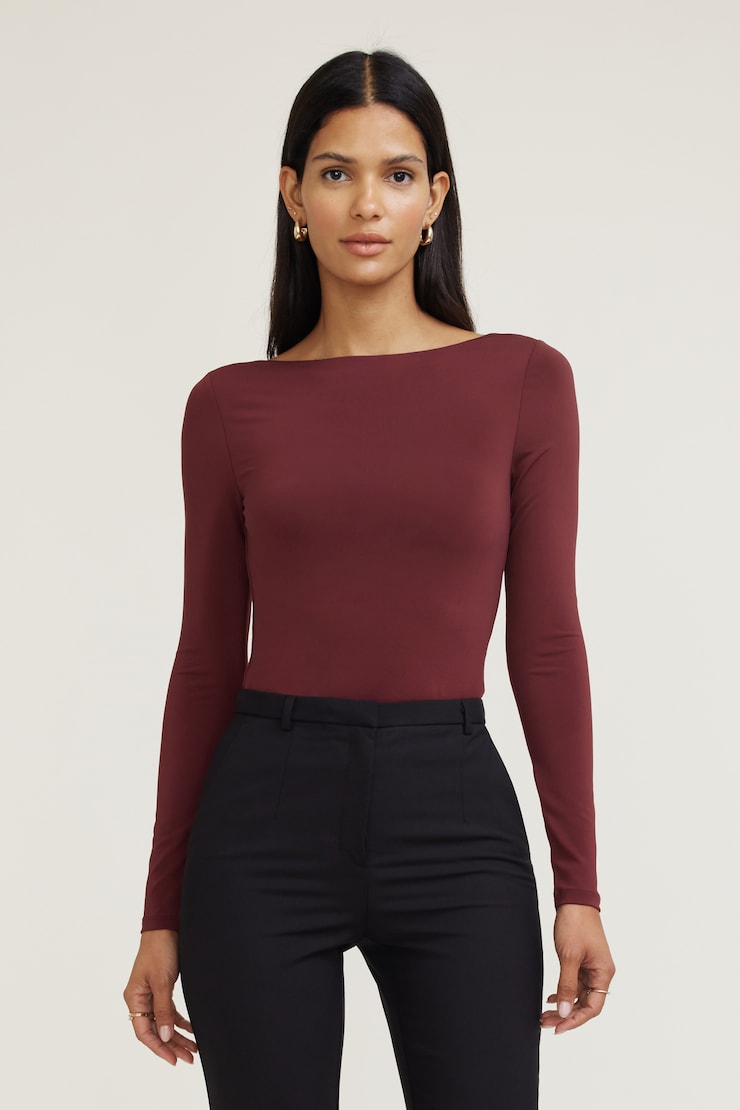 Nola Sculpt Long Sleeve Top Zinfandel Burgundy large