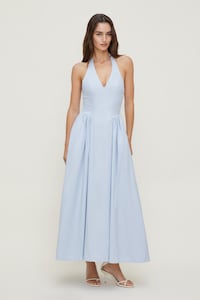 white christmas dresses Romance Ruffle Dress, in Steel Blue Chiffon, Size: Xs | Show Me Your Mumu main image 0