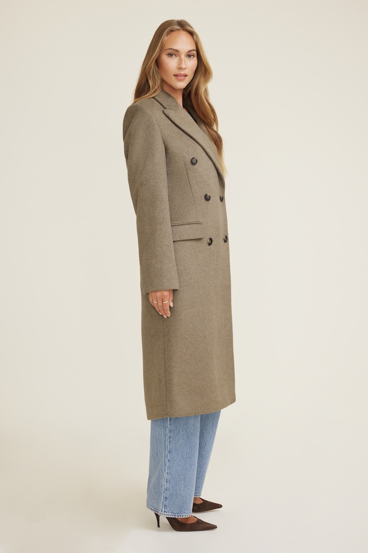 Manteau surdimensionné en laine à double boutonnage Brun chalet large