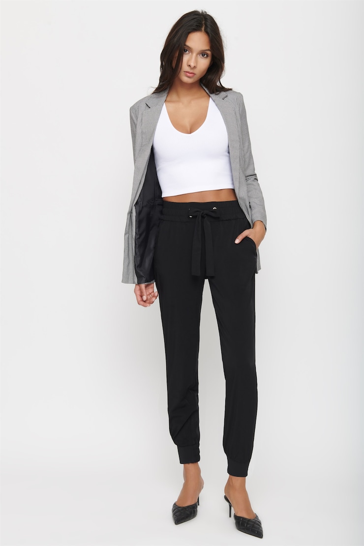 Sacha Belted Jogger Pants Jet Black large